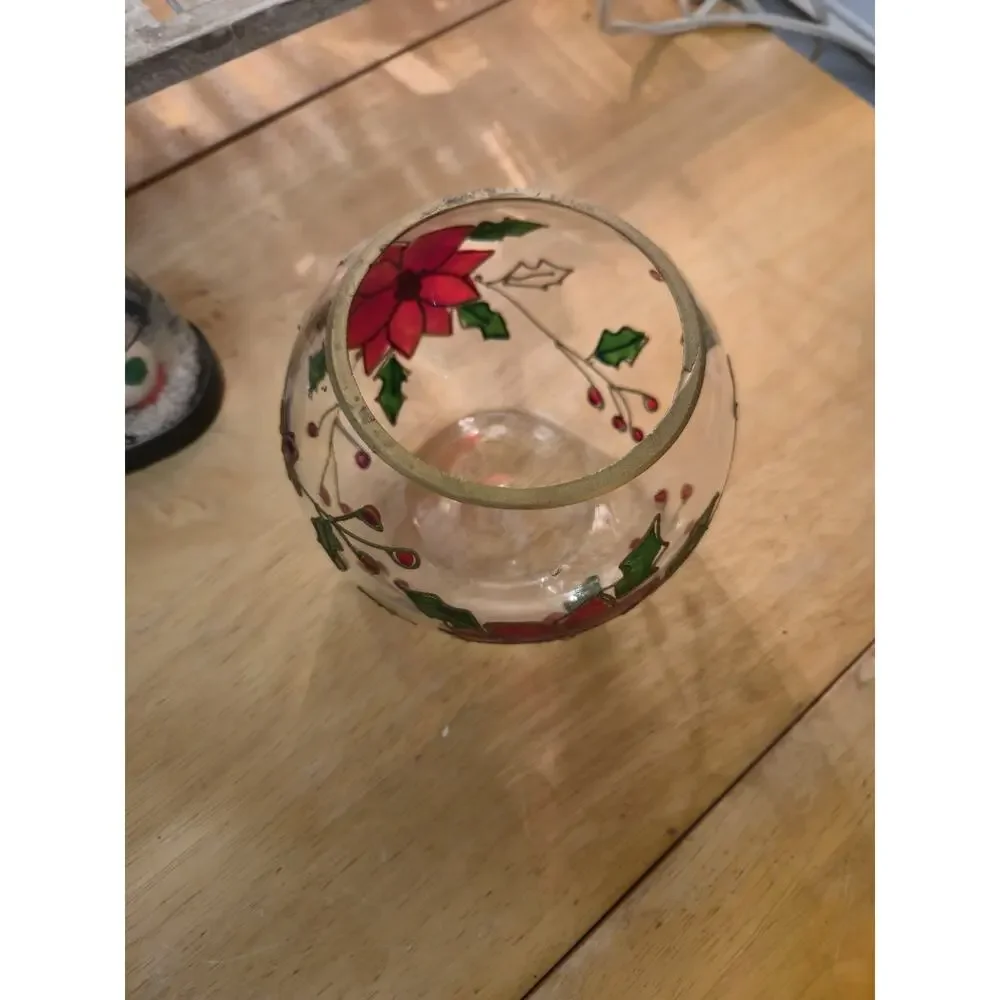 Celebrations by Mikasa Poinsettia Votive Candle Holder Christmas Holiday Bowl